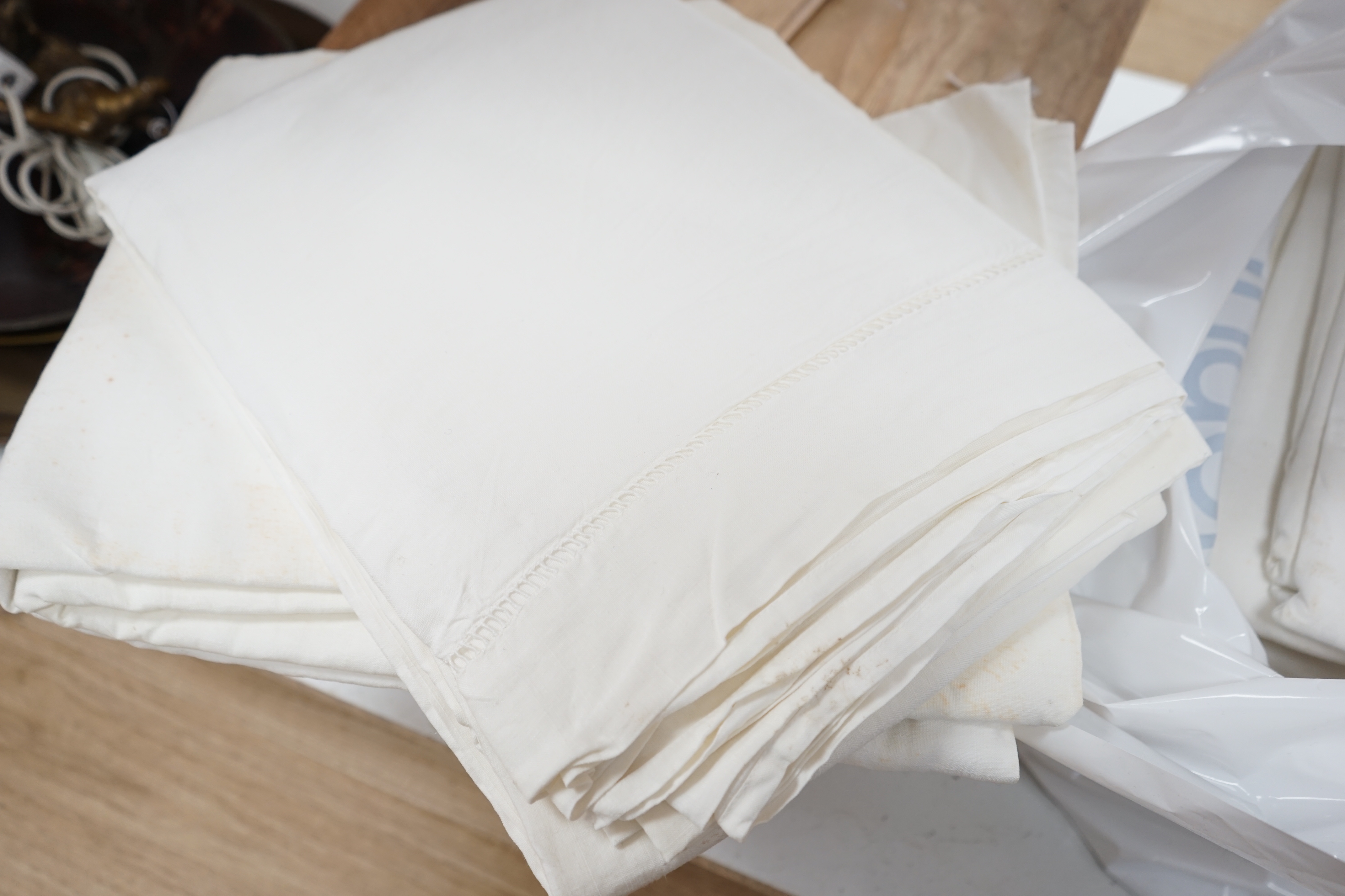 A set of eight French coarse provincial linen sheets